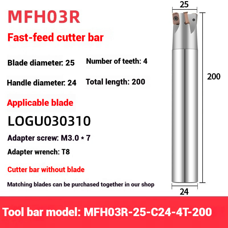 1052-MFH03R double-sided fast feed milling cutter bar KYOCERA LOGU030310 milling cutter bar high speed open coarse end milling cutter bar Shandong Denso Pricision Tools Co.,Ltd.